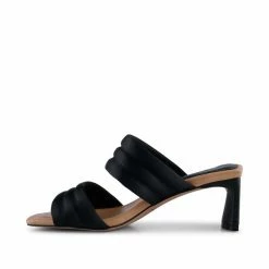 Shoe The Bear Sylvi Padded Strap Heels - Black Satin 7 Shoe The Bear Sylvi Padded Strap Heels - Black Satin