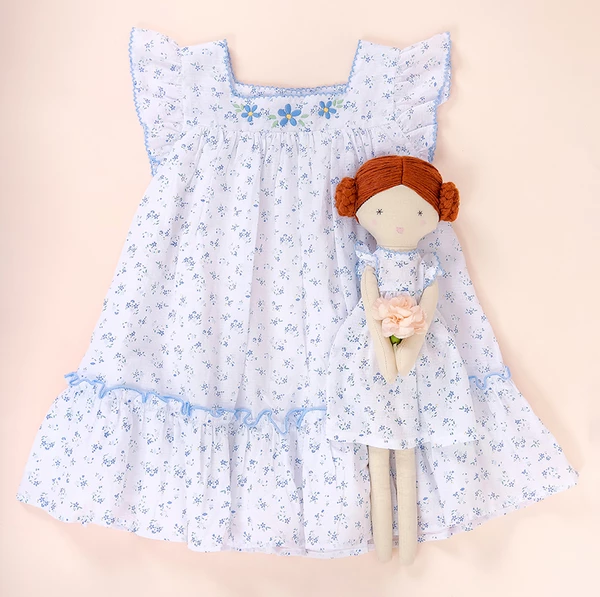 Albetta Blue Ditsy Floral Embroidered Dress 4 Albetta Blue Ditsy Floral Embroidered Dress