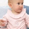 Albetta Light Pink Polka Dots Babygrow With Crocheted Daisies 6-12m 2 Albetta Light Pink Polka Dots Babygrow With Crocheted Daisies 6-12m