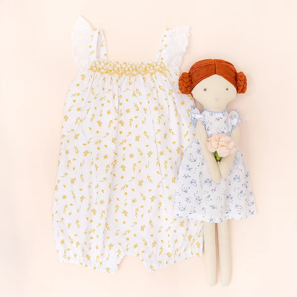 Albetta Wild Bees and Floral Print Smocked Romper 3 Albetta Wild Bees and Floral Print Smocked Romper