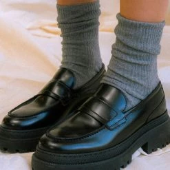 Shoe The Bear Iona Saddle Black Polido High Shine Loafers