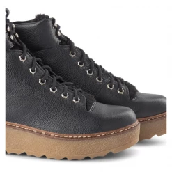 Shoe The Bear Bex Leather Lace Up Hiking Boots Black