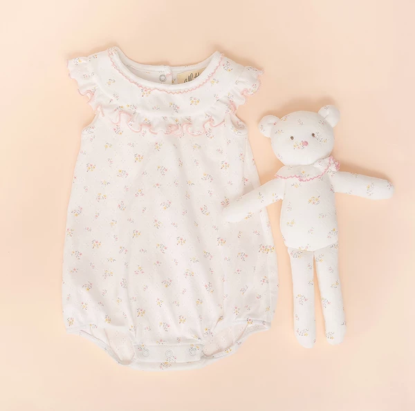 Albetta Ditsy Pointelle Frill Romper 3 Albetta Ditsy Pointelle Frill Romper