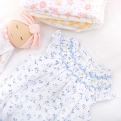 Albetta Blue Ditsy Floral Smocked Bubble Romper