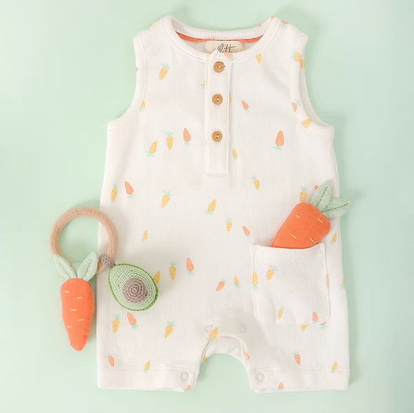 Albetta Carrot Romper with Pocket Rattle Toy 3 Albetta Carrot Romper with Pocket Rattle Toy