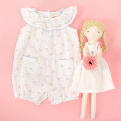 Albetta Mini Rainbow Print Muslin Frill Jumpsuit