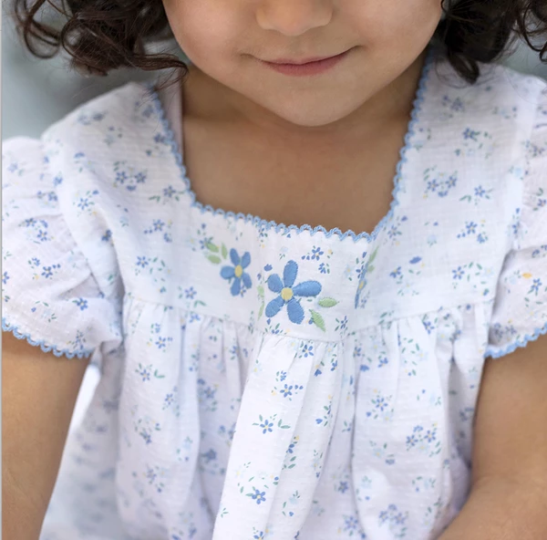 Albetta Blue Ditsy Floral Embroidered Dress 3 Albetta Blue Ditsy Floral Embroidered Dress