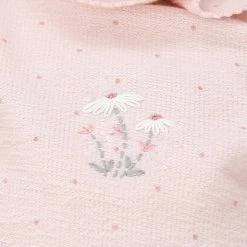 Albetta Light Pink Polka Dots Babygrow With Crocheted Daisies 6-12m