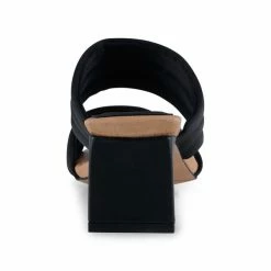 Shoe The Bear Slyvi Padded Strap Heel - Black Satin