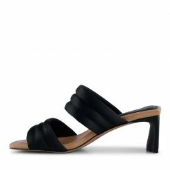 Shoe The Bear Black Satin Sylvi Padded Strap Sandals