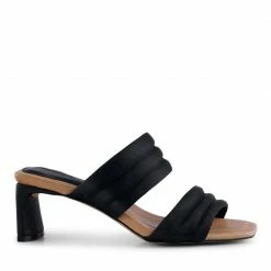 Shoe The Bear Black Satin Sylvi Padded Strap Sandals