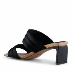 Shoe The Bear Black Satin Sylvi Padded Strap Sandals